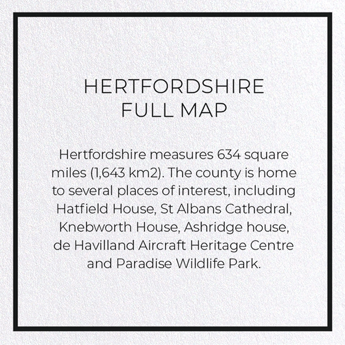 HERTFORDSHIRE FULL MAP: Map Full Greeting Card