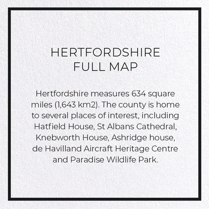 HERTFORDSHIRE FULL MAP: Map Full Greeting Card