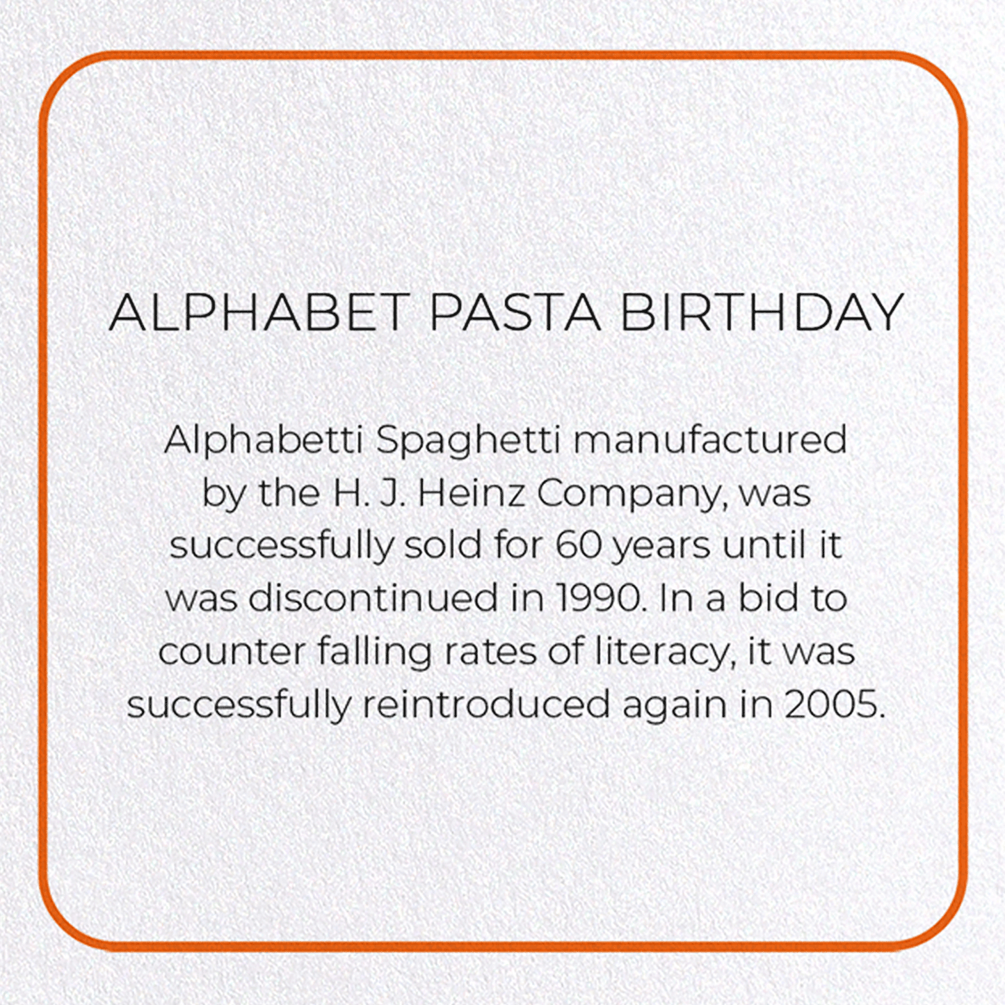 ALPHABET PASTA BIRTHDAY: Photo Greeting Card