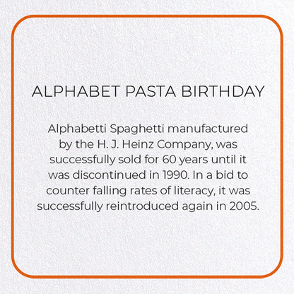 ALPHABET PASTA BIRTHDAY: Photo Greeting Card