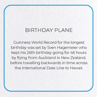BIRTHDAY PLANE: Photo Greeting Card