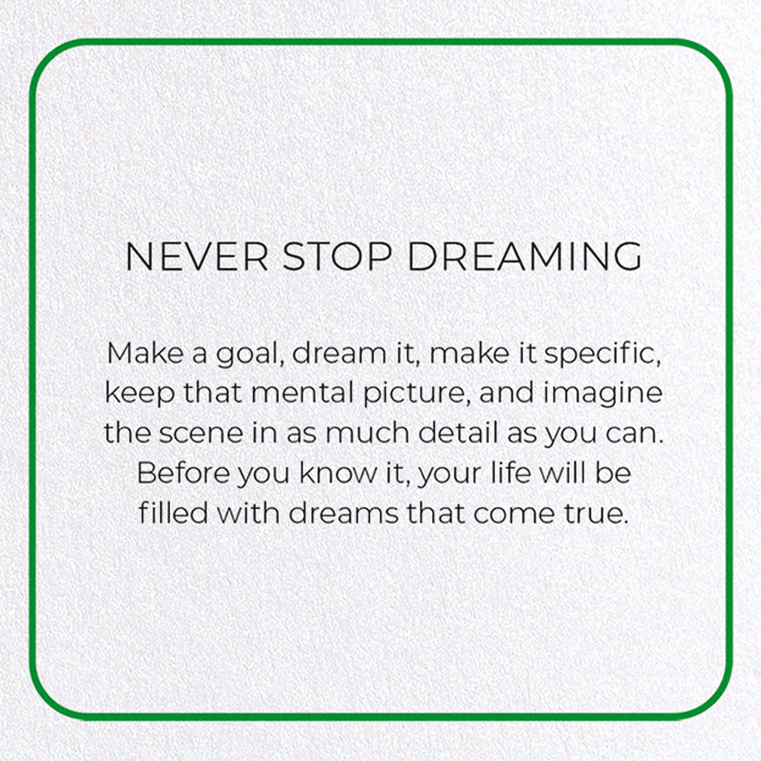 NEVER STOP DREAMING: Photo Greeting Card
