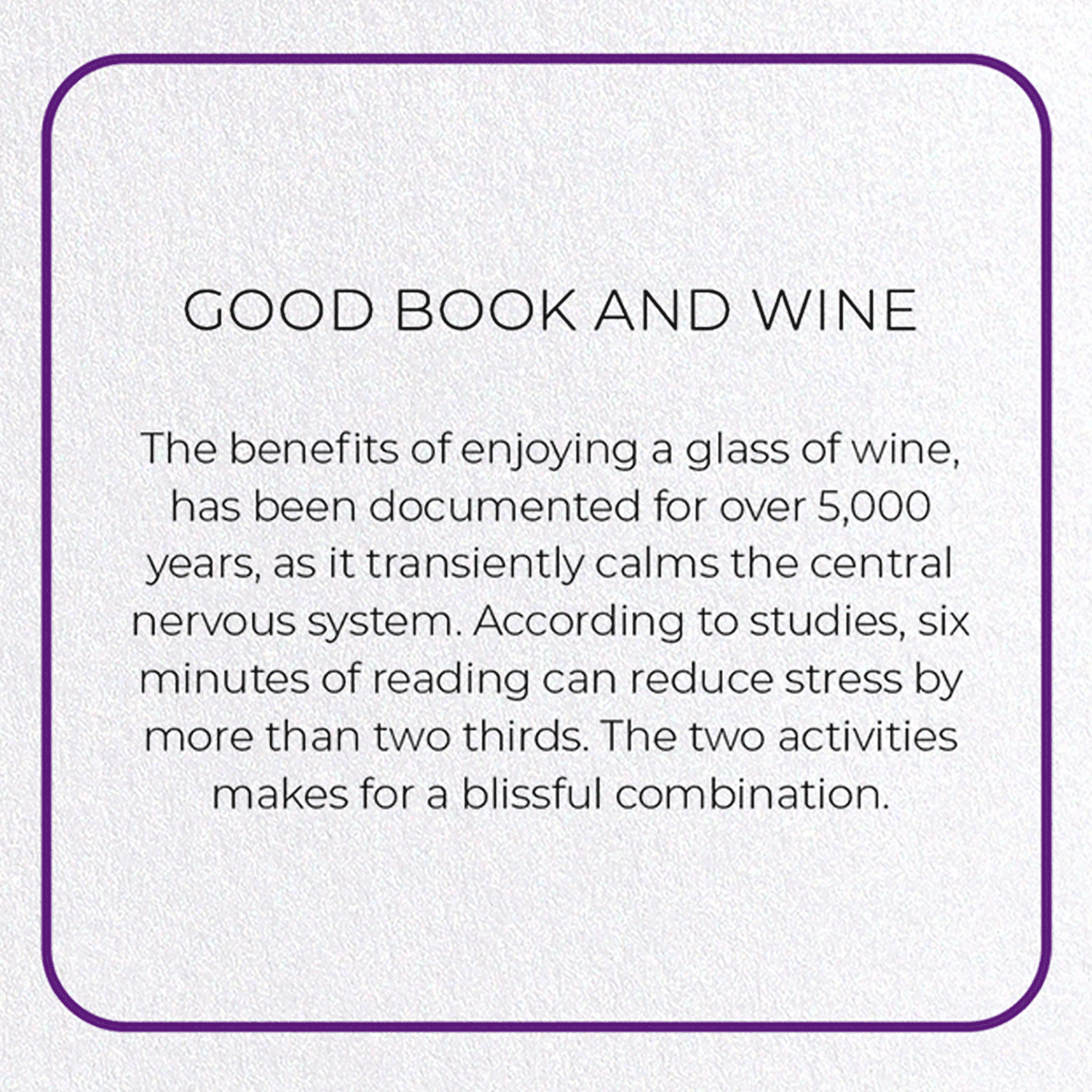 GOOD BOOK AND WINE: Photo Greeting Card