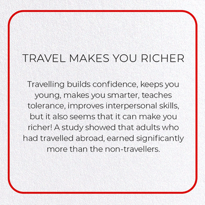 TRAVEL MAKES YOU RICHER: Photo Greeting Card