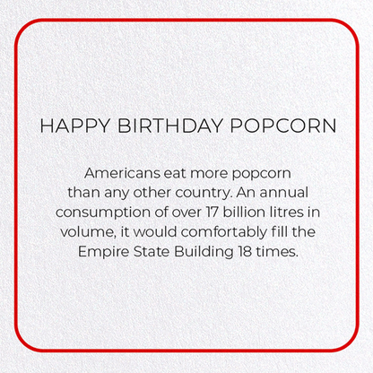 HAPPY BIRTHDAY POPCORN: Photo Greeting Card