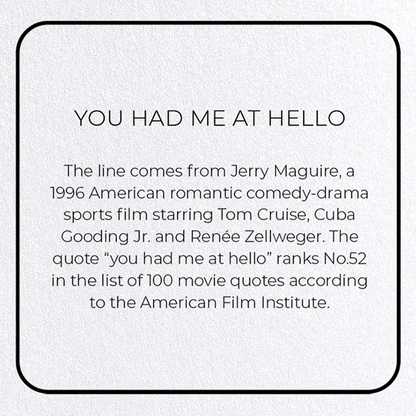 YOU HAD ME AT HELLO: Photo Greeting Card