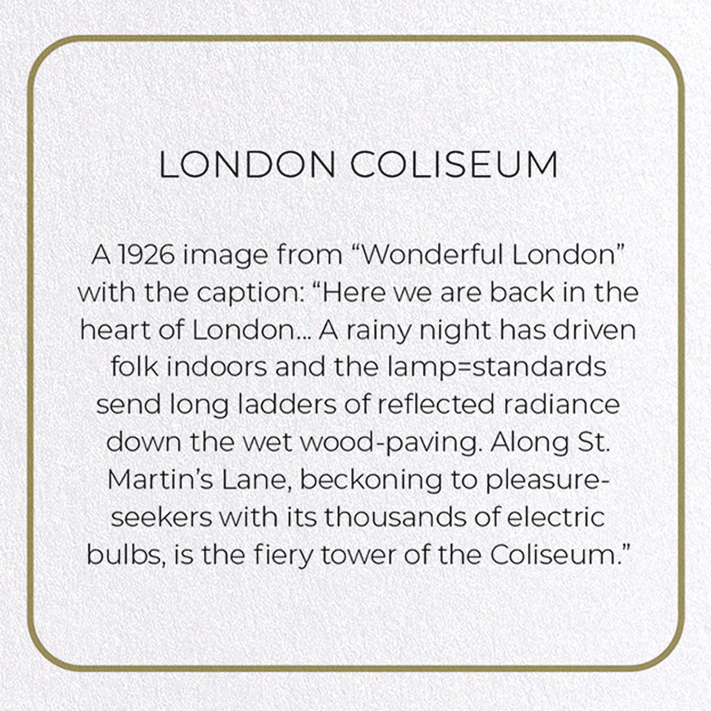 LONDON COLISEUM: Photo Greeting Card