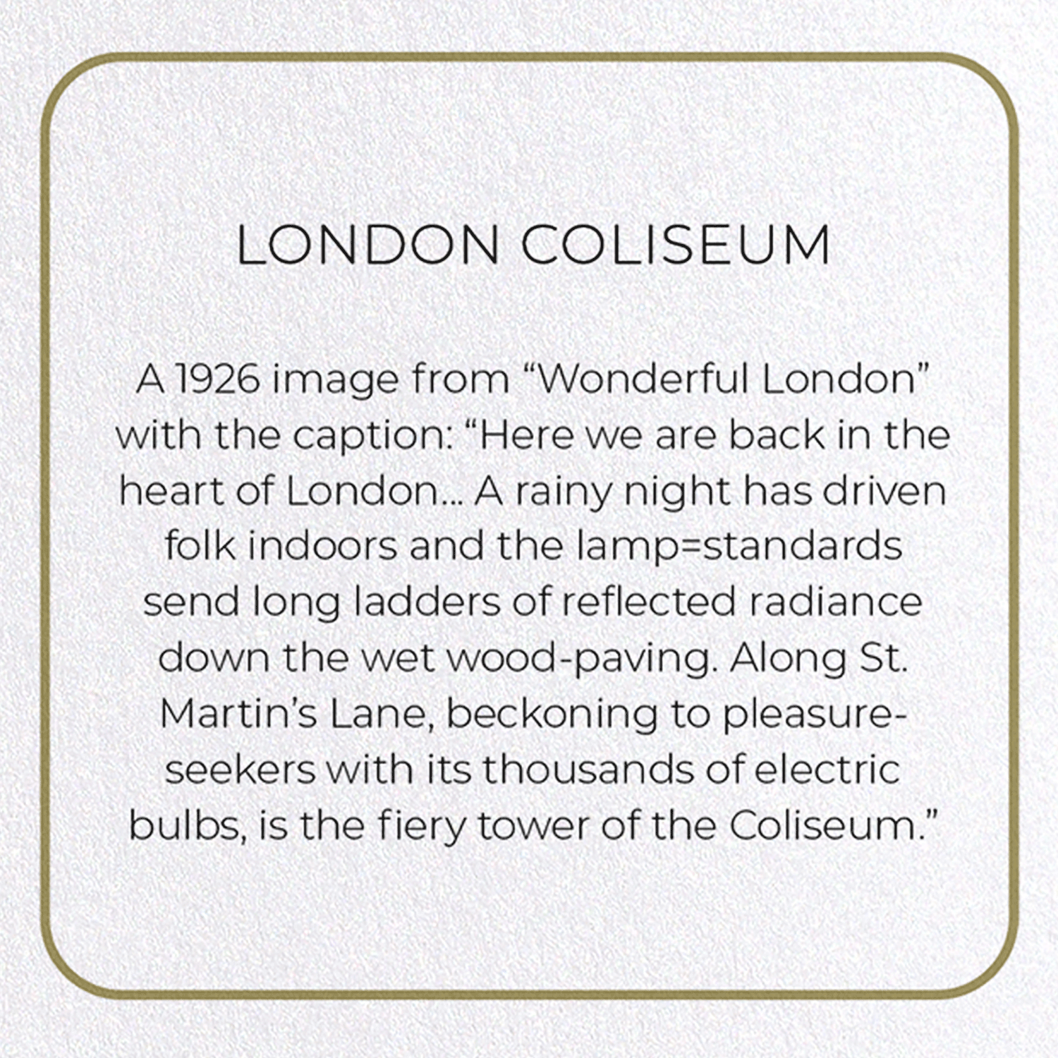 LONDON COLISEUM: Photo Greeting Card