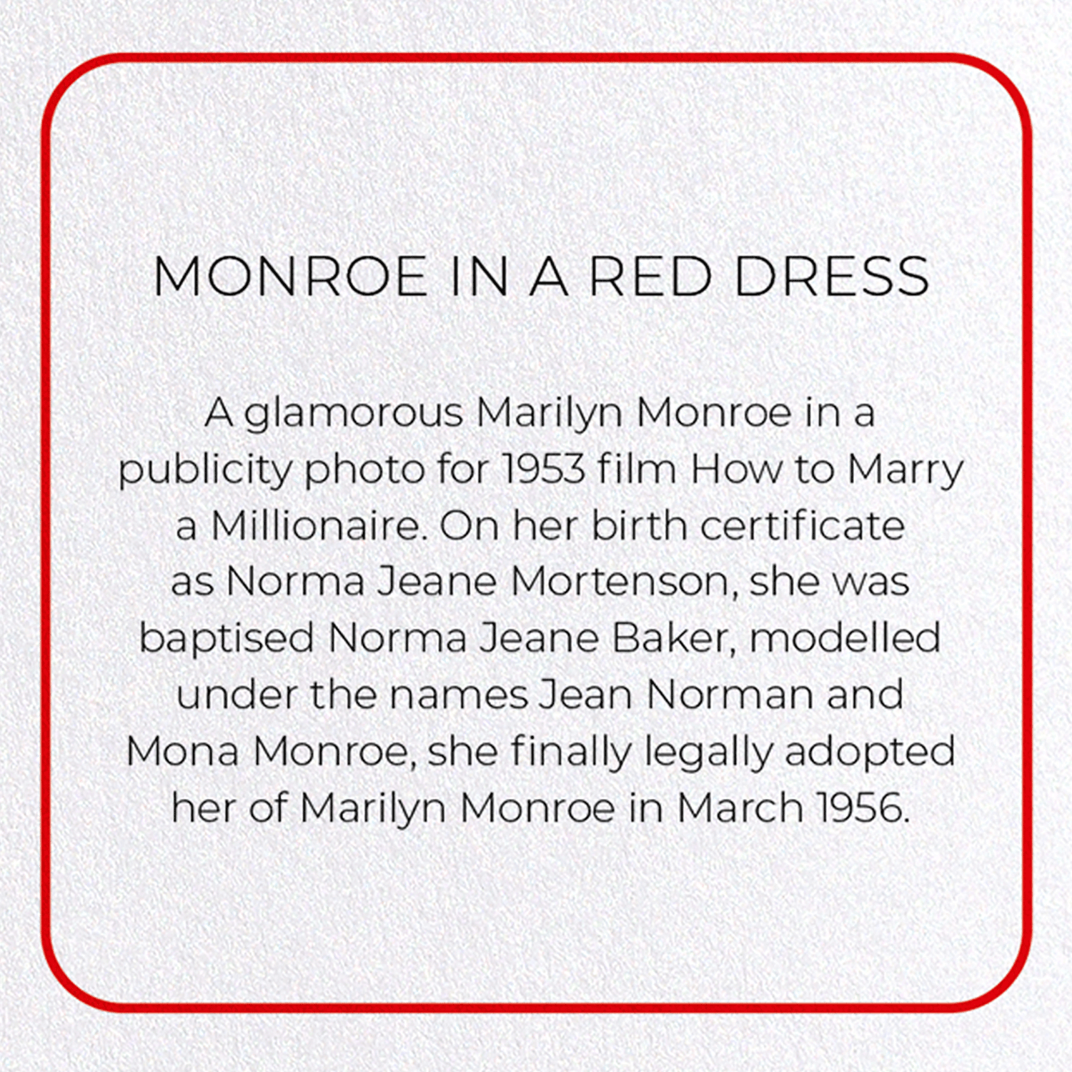 MONROE IN A RED DRESS: Photo Greeting Card