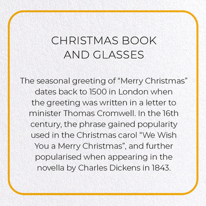 CHRISTMAS BOOK AND GLASSES: Photo Greeting Card