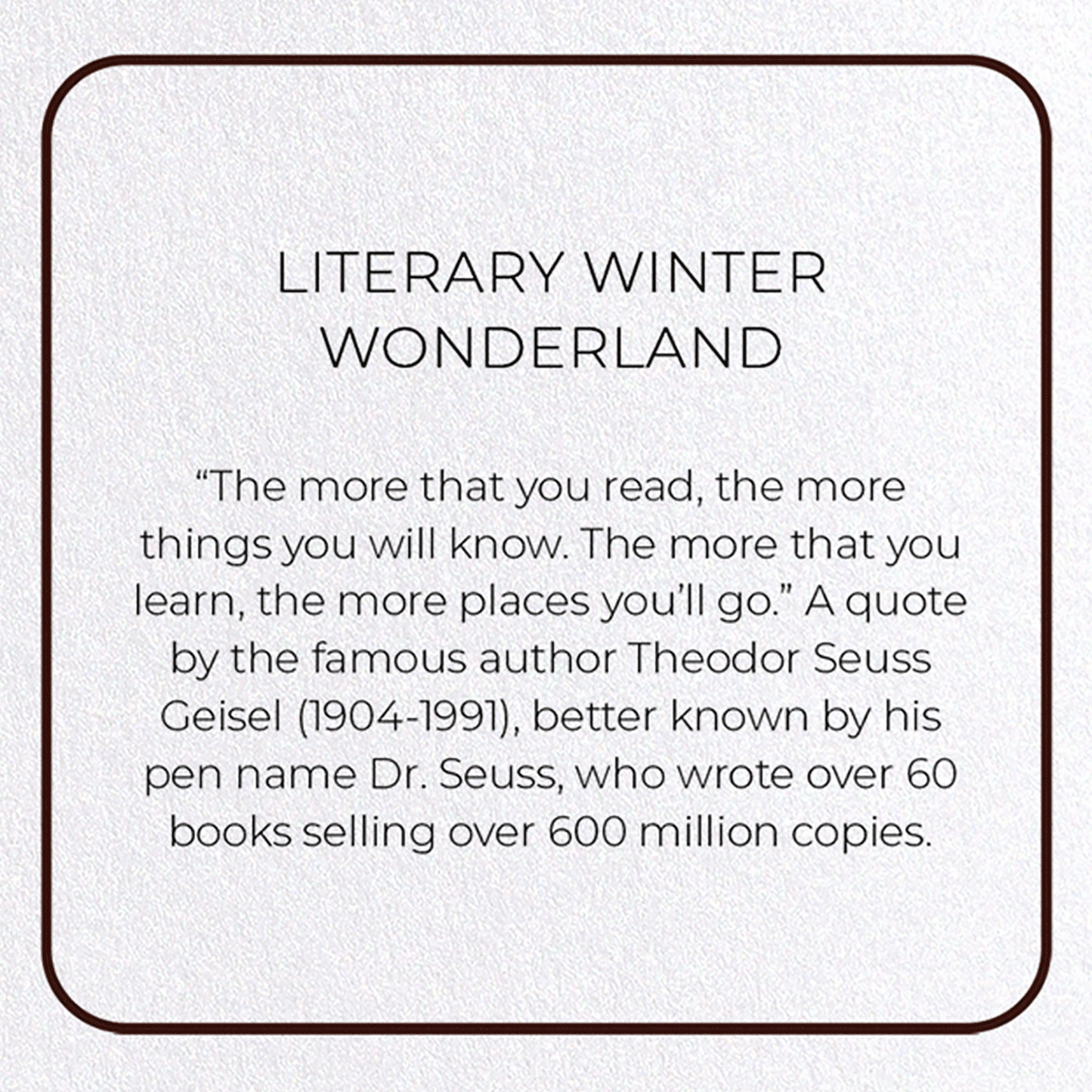 LITERARY WINTER WONDERLAND: Photo Greeting Card
