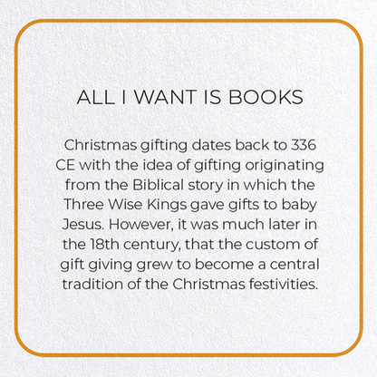 ALL I WANT IS BOOKS: Photo Greeting Card