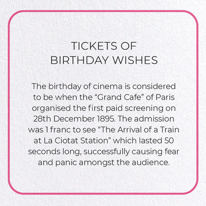 TICKETS OF BIRTHDAY WISHES: Photo Greeting Card