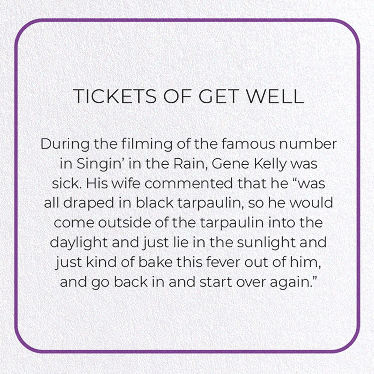 TICKETS OF GET WELL: Photo Greeting Card