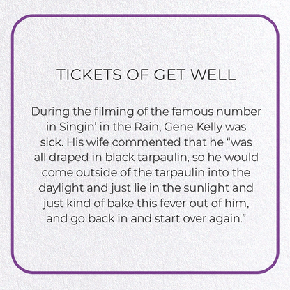 TICKETS OF GET WELL: Photo Greeting Card