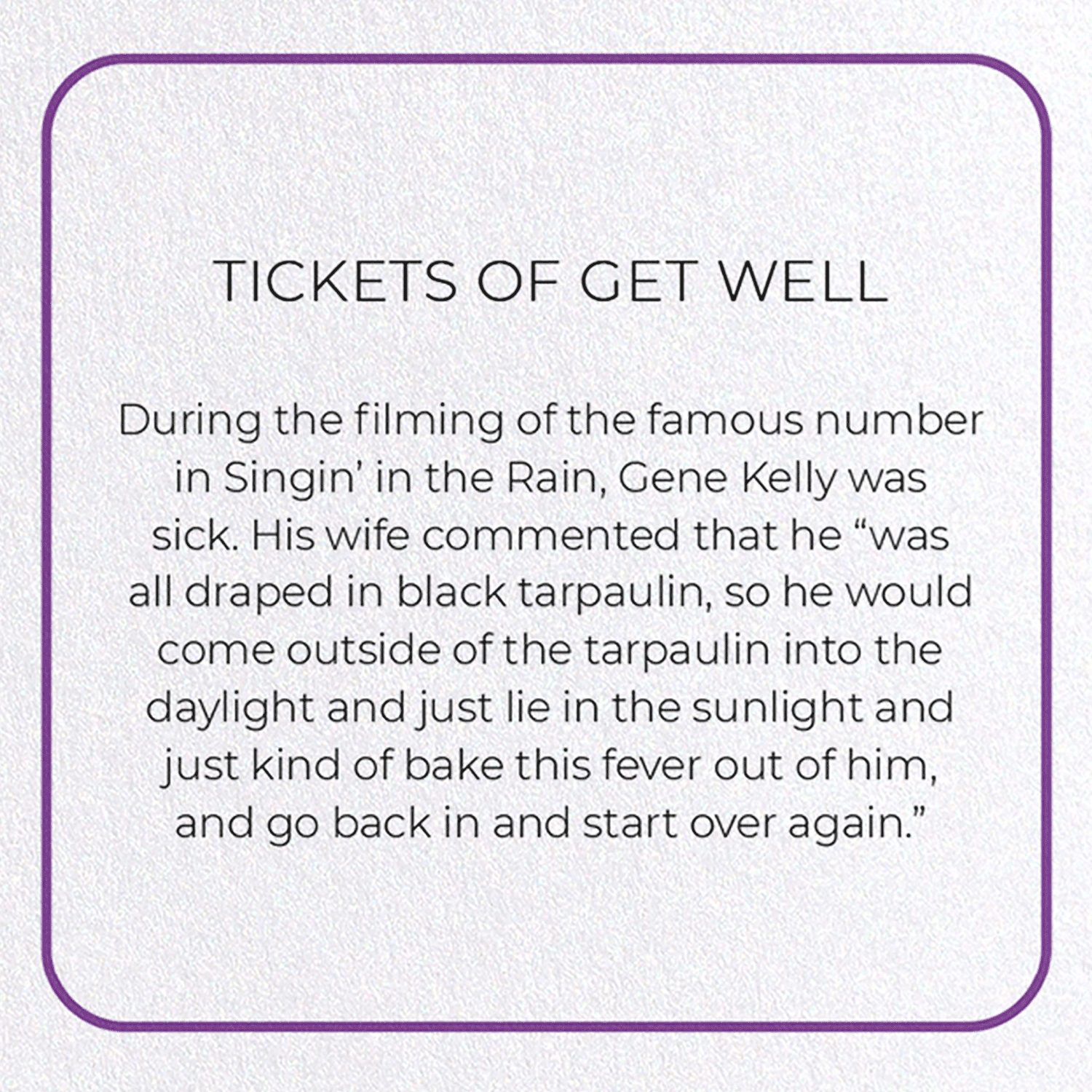 TICKETS OF GET WELL: Photo Greeting Card