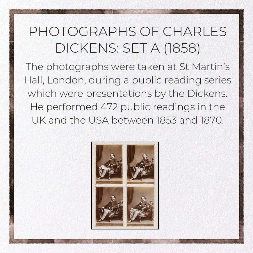 PHOTOGRAPHS OF CHARLES DICKENS: SET A (1858): Photo Greeting Card