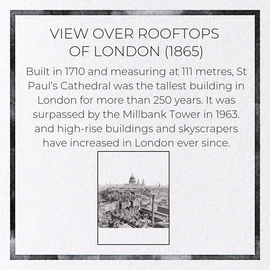 VIEW OVER ROOFTOPS OF LONDON (1865): Photo Greeting Card