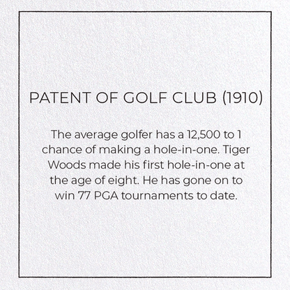 PATENT OF GOLF CLUB (1910): Patent Greeting Card
