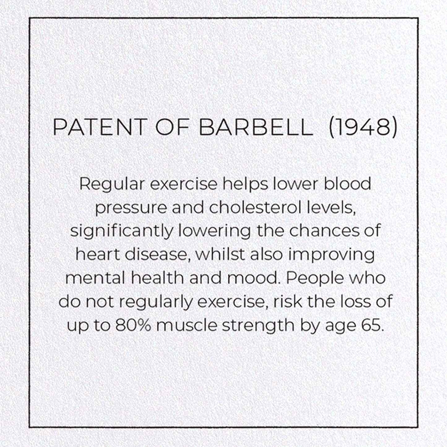 PATENT OF BARBELL  (1948): Patent Greeting Card
