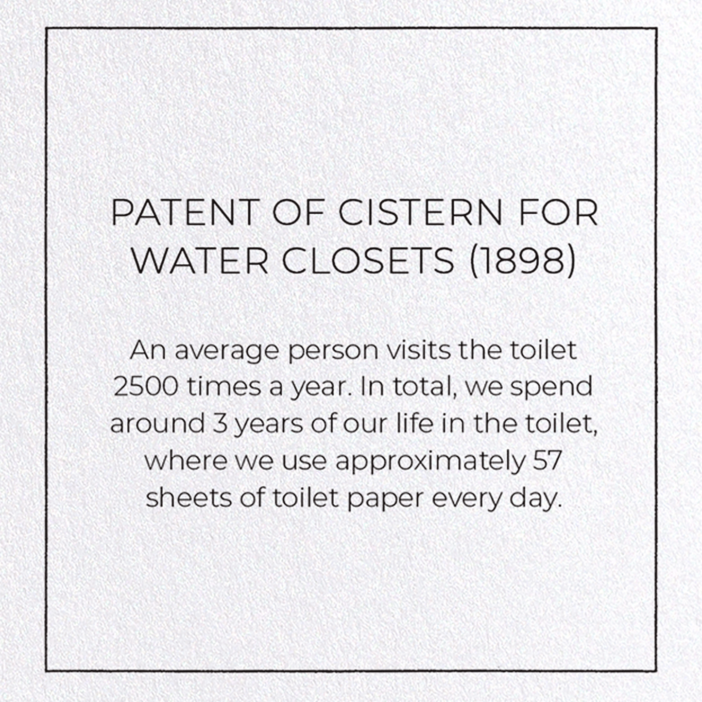 PATENT OF CISTERN FOR WATER CLOSETS (1898): Patent Greeting Card