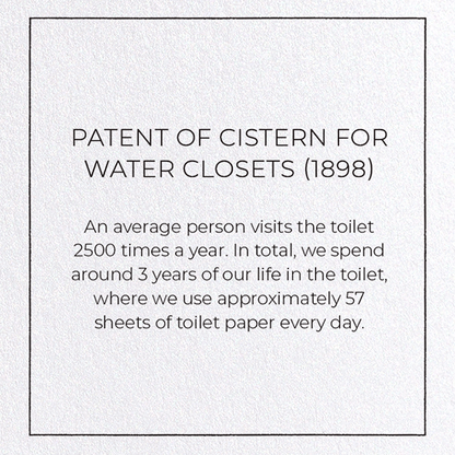 PATENT OF CISTERN FOR WATER CLOSETS (1898): Patent Greeting Card