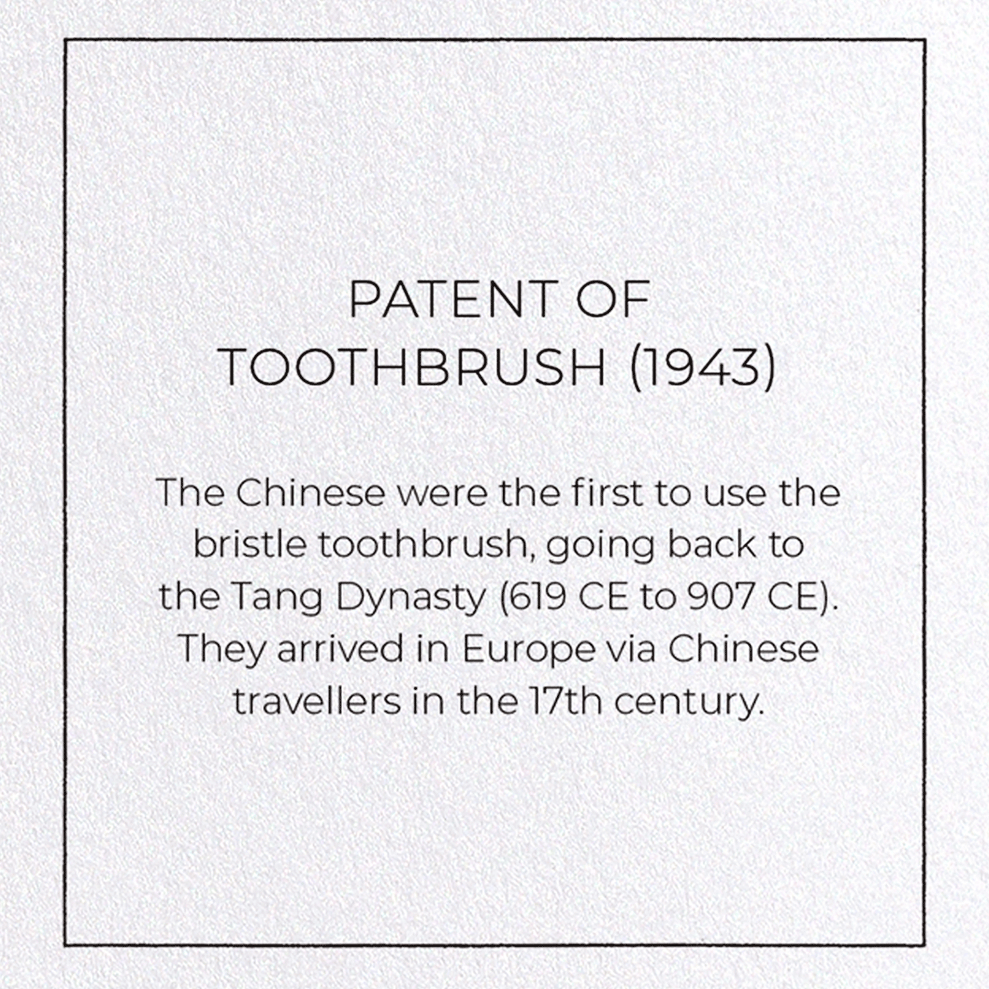 PATENT OF TOOTHBRUSH (1943): Patent Greeting Card