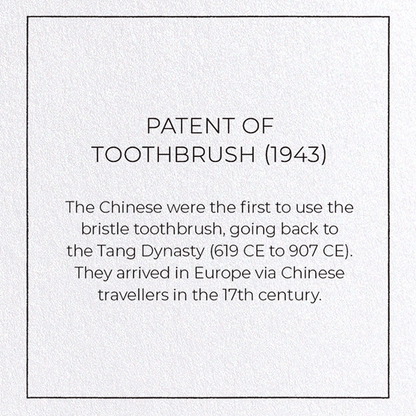 PATENT OF TOOTHBRUSH (1943): Patent Greeting Card