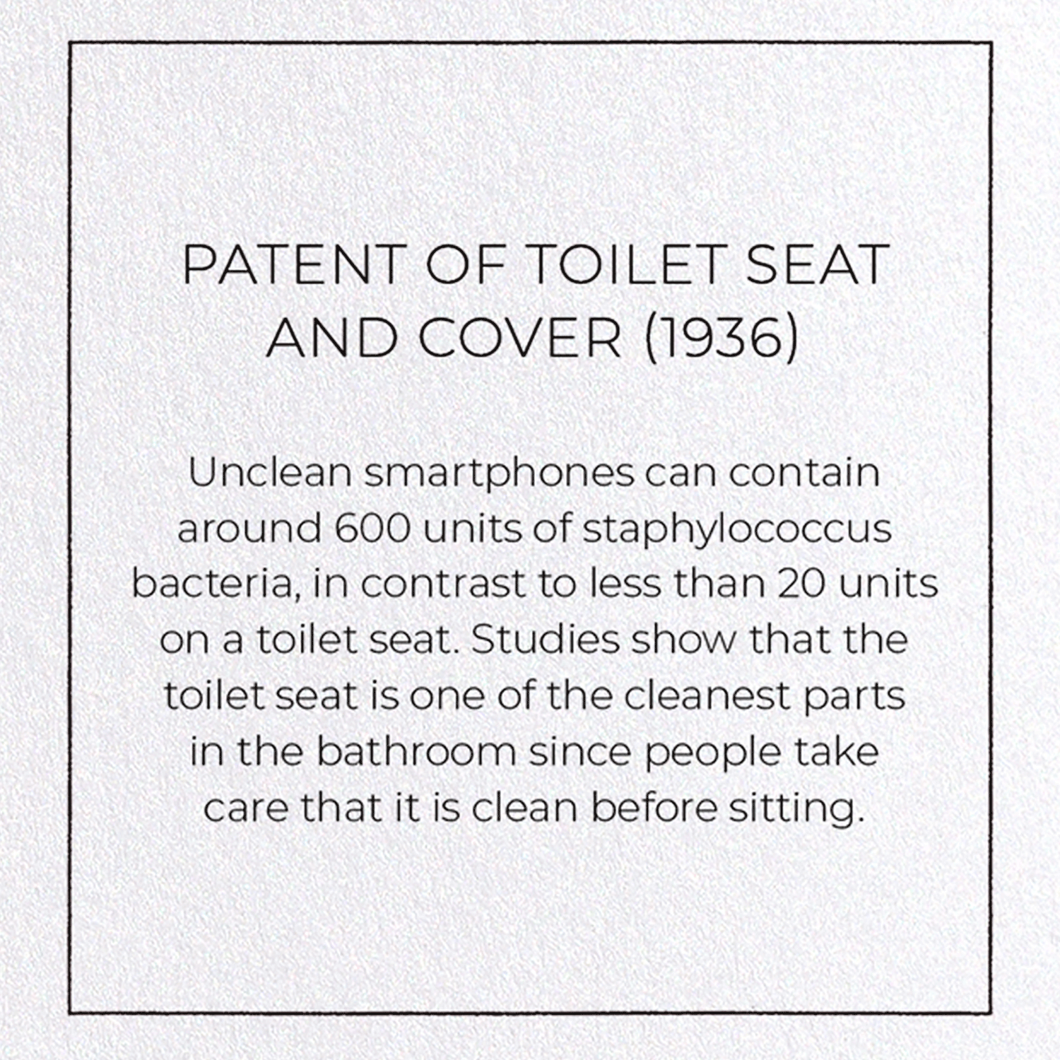 PATENT OF TOILET SEAT AND COVER (1936): Patent Greeting Card