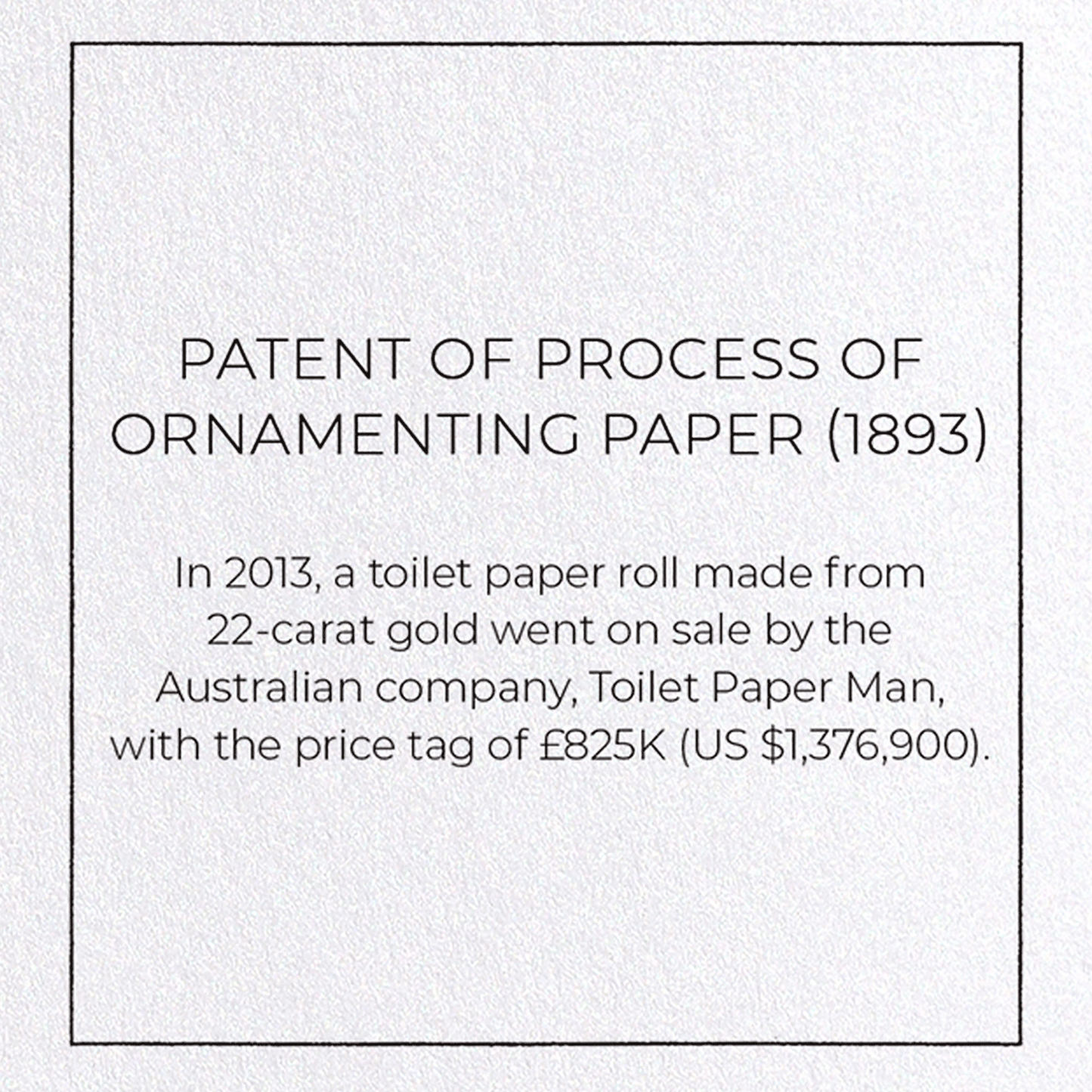 PATENT OF PROCESS OF ORNAMENTING PAPER (1893): Patent Greeting Card
