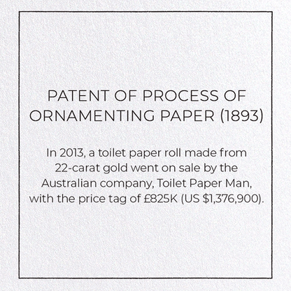 PATENT OF PROCESS OF ORNAMENTING PAPER (1893): Patent Greeting Card