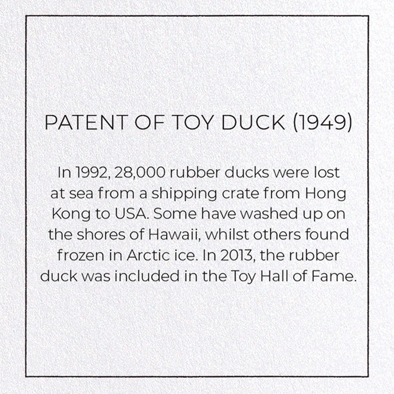 PATENT OF TOY DUCK (1949): Patent Greeting Card