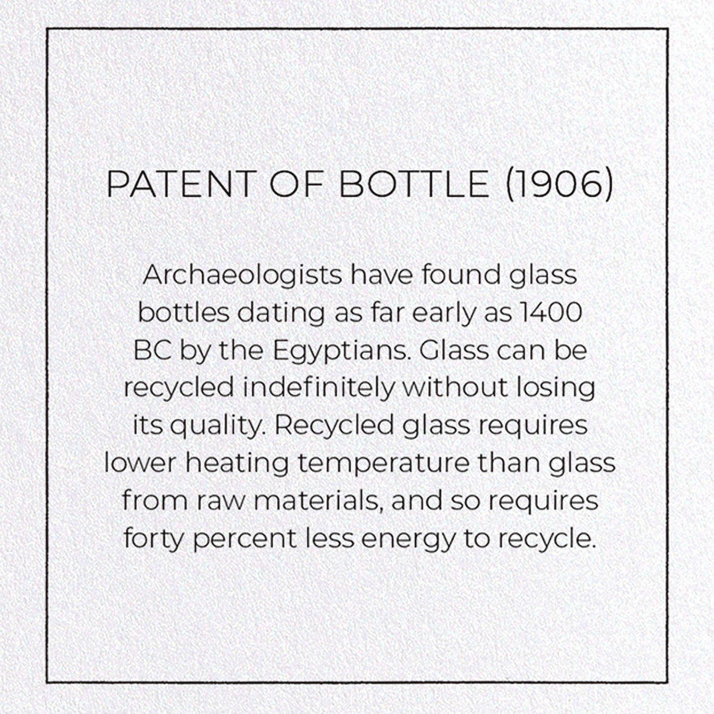 PATENT OF BOTTLE (1906): Patent Greeting Card
