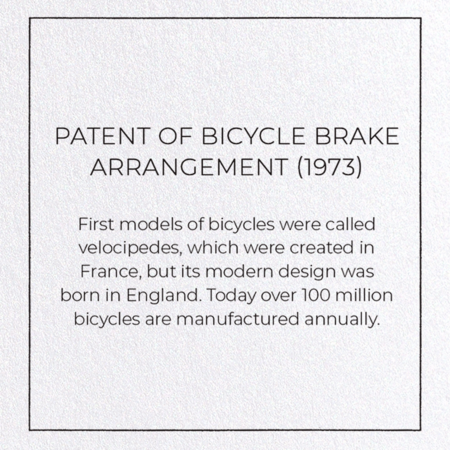 PATENT OF BICYCLE BRAKE ARRANGEMENT (1973): Patent Greeting Card