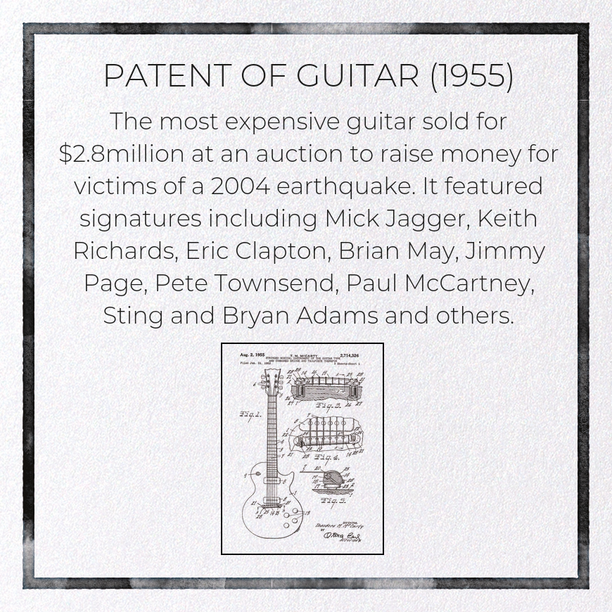 PATENT OF GUITAR (1955): Patent Greeting Card