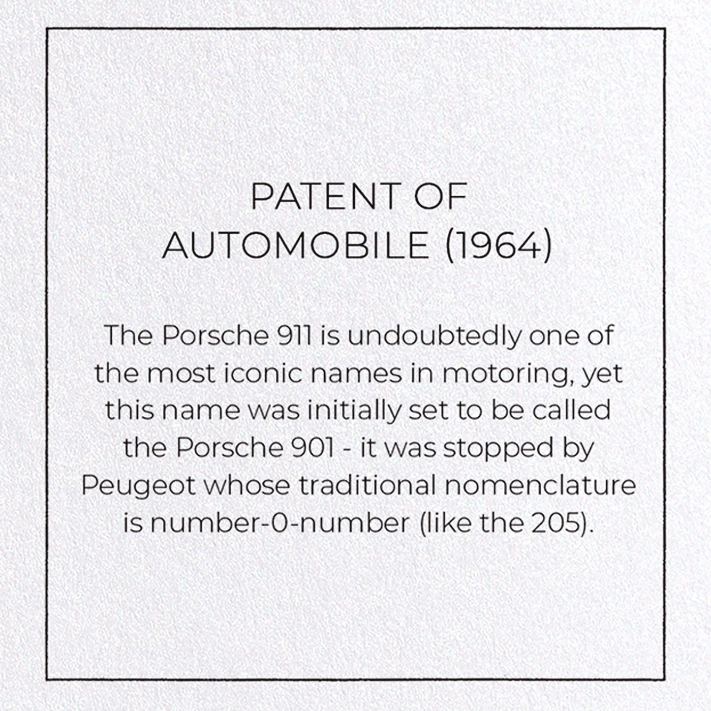 PATENT OF AUTOMOBILE (1964): Patent Greeting Card