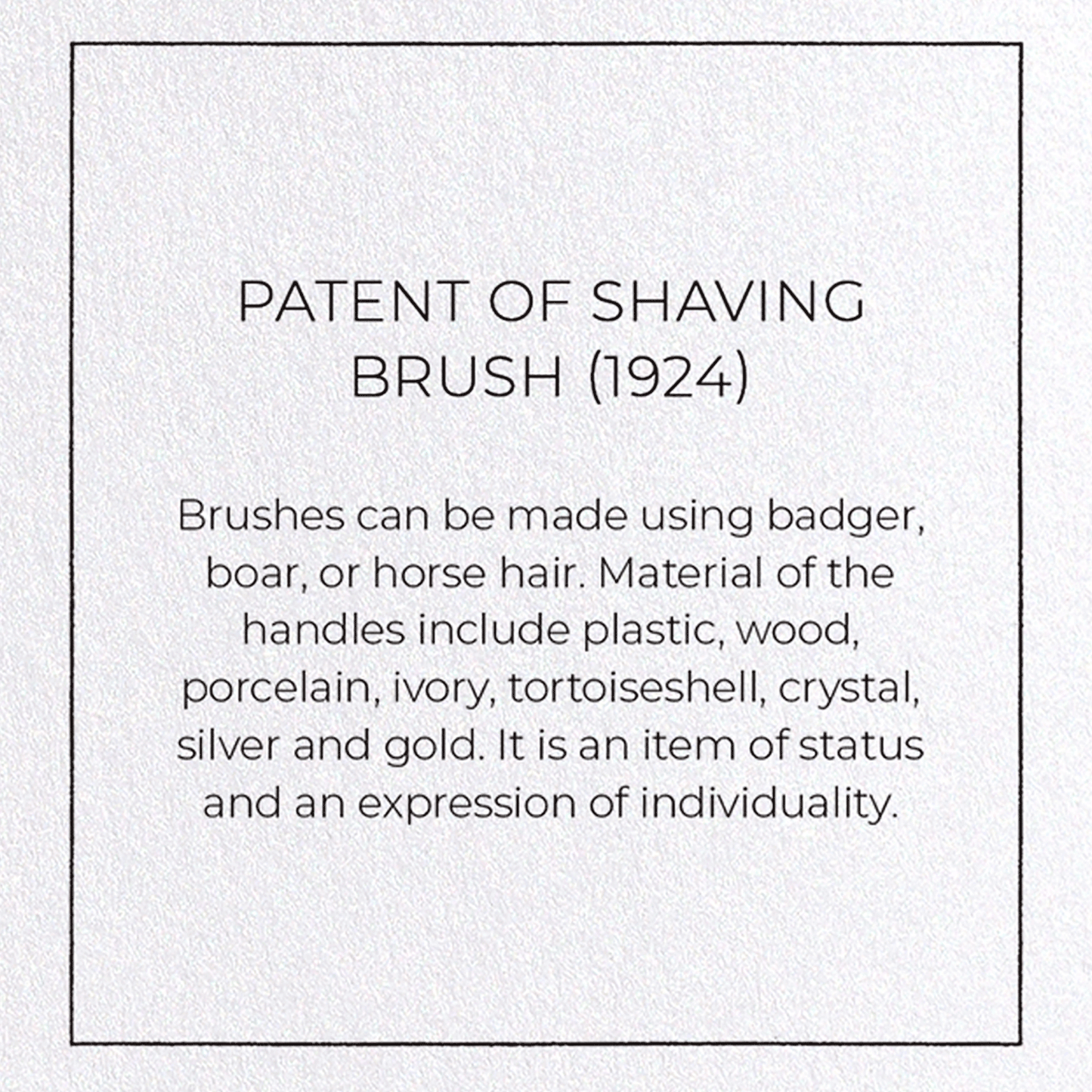 PATENT OF SHAVING BRUSH (1924): Patent Greeting Card