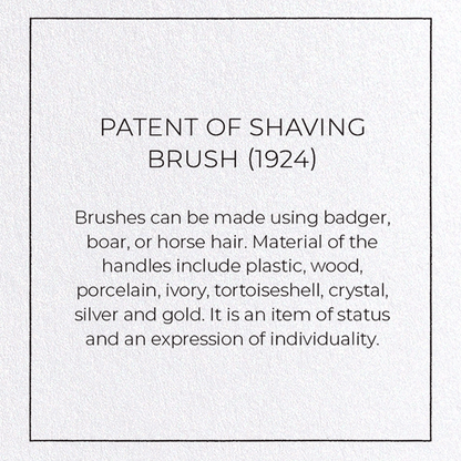 PATENT OF SHAVING BRUSH (1924): Patent Greeting Card
