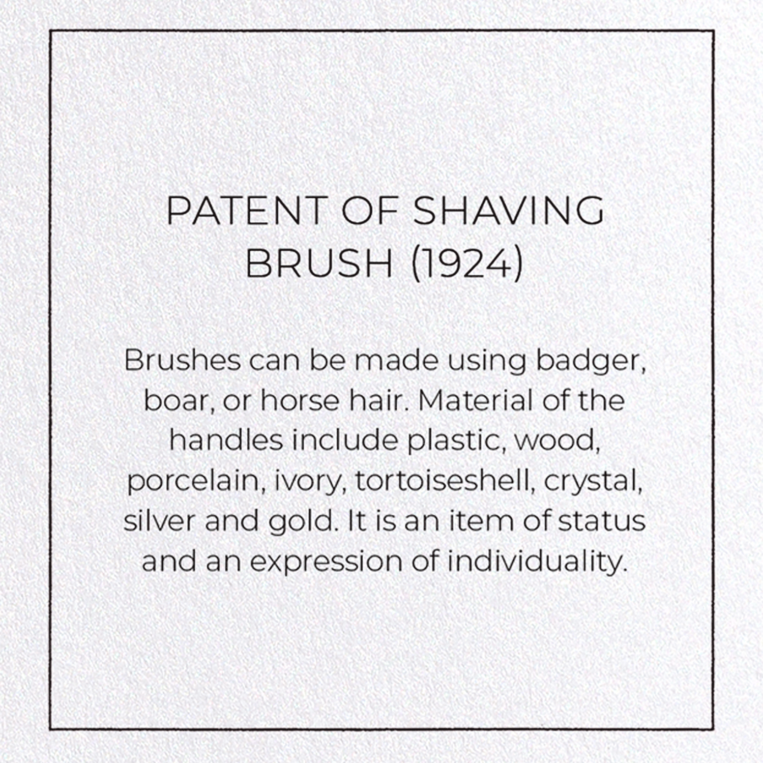 PATENT OF SHAVING BRUSH (1924): Patent Greeting Card