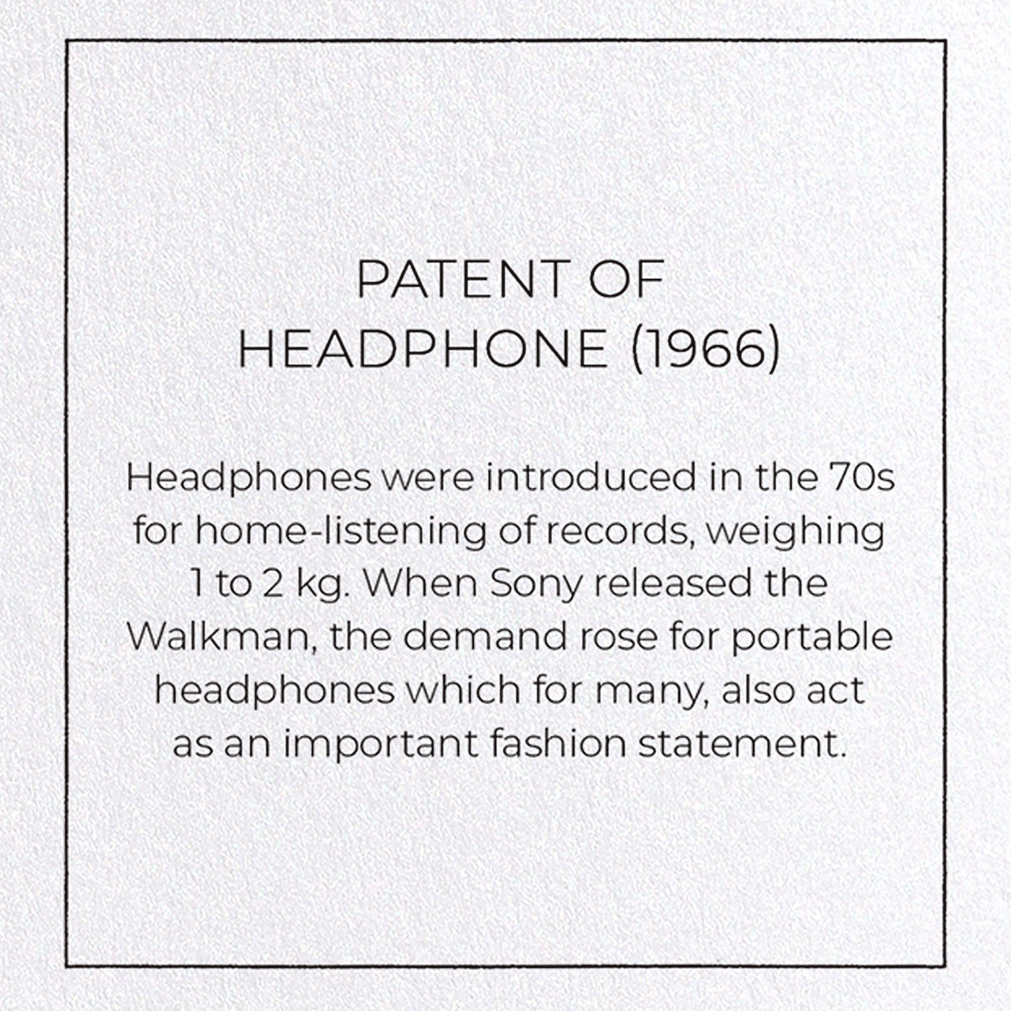 PATENT OF HEADPHONE (1966): Patent Greeting Card