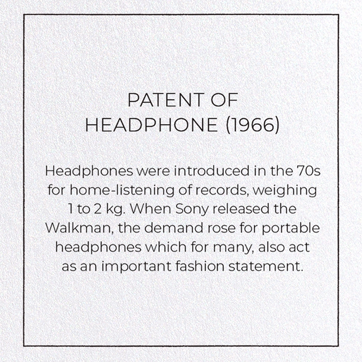 PATENT OF HEADPHONE (1966): Patent Greeting Card