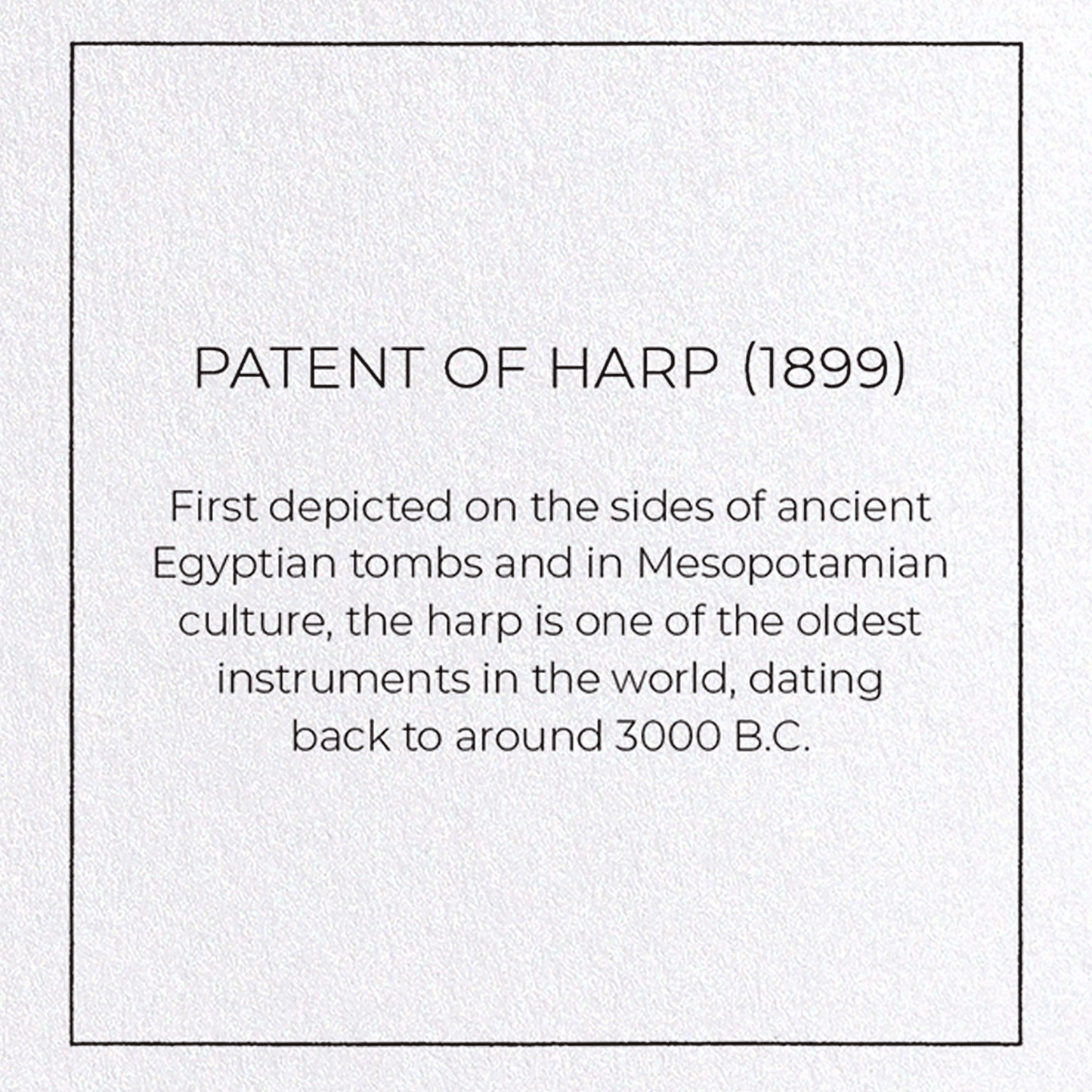 PATENT OF HARP (1899): Patent Greeting Card