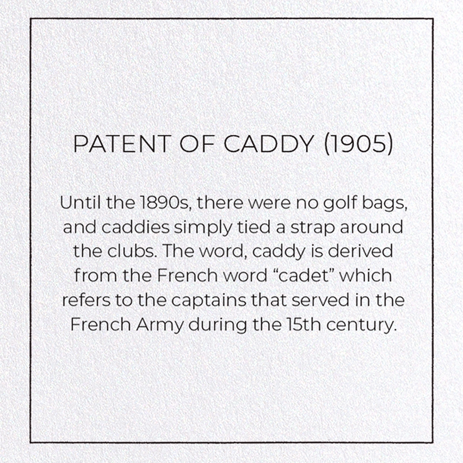 PATENT OF CADDY (1905): Patent Greeting Card