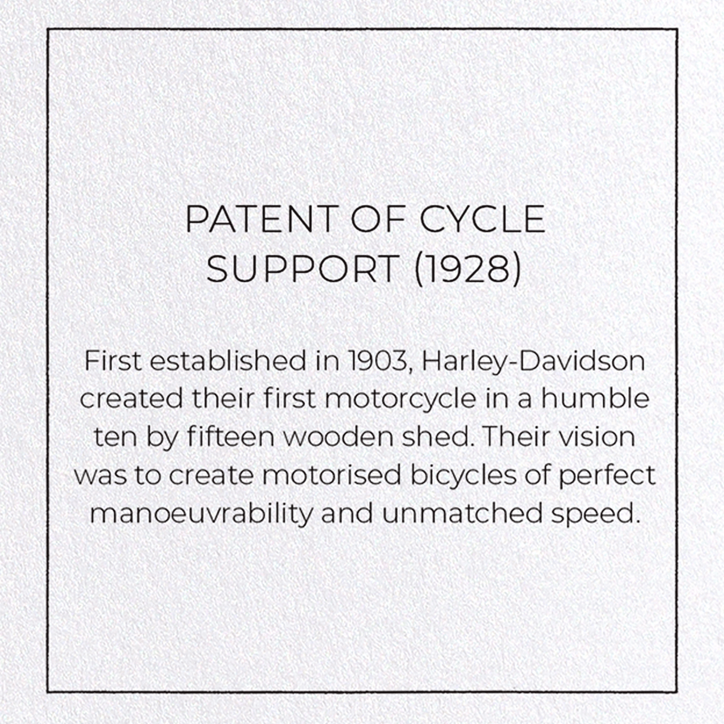 PATENT OF CYCLE SUPPORT (1928): Patent Greeting Card