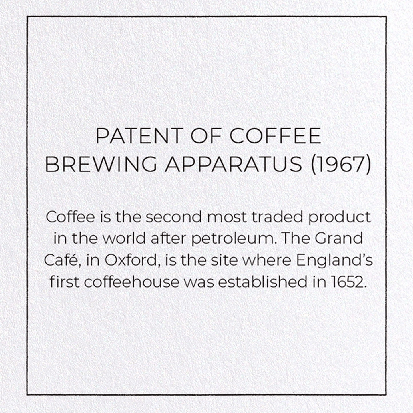 PATENT OF COFFEE BREWING APPARATUS (1967): Patent Greeting Card