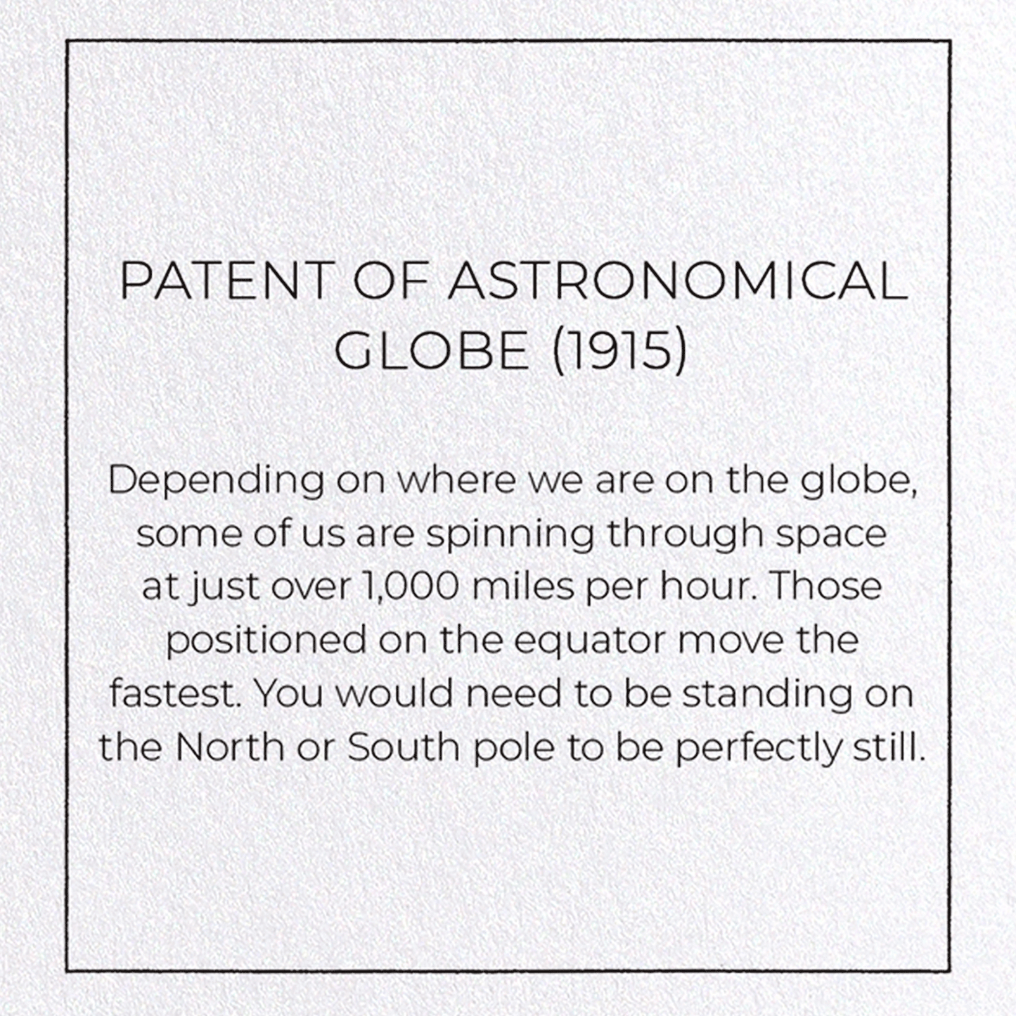 PATENT OF ASTRONOMICAL GLOBE (1915): Patent Greeting Card