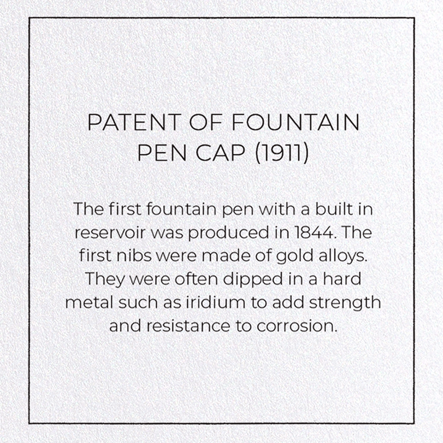 PATENT OF FOUNTAIN PEN CAP (1911): Patent Greeting Card