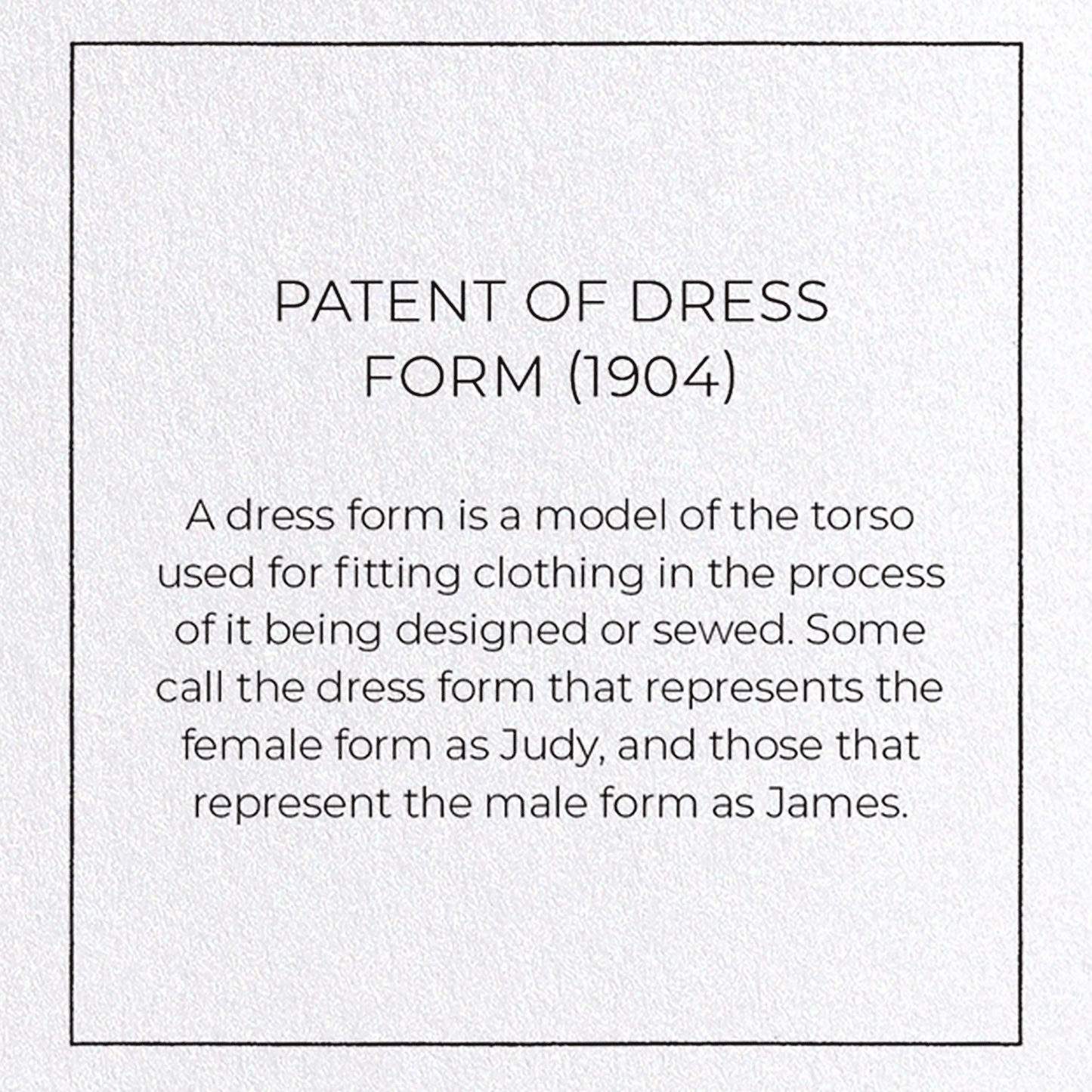 PATENT OF DRESS FORM (1904): Patent Greeting Card