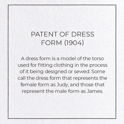 PATENT OF DRESS FORM (1904): Patent Greeting Card