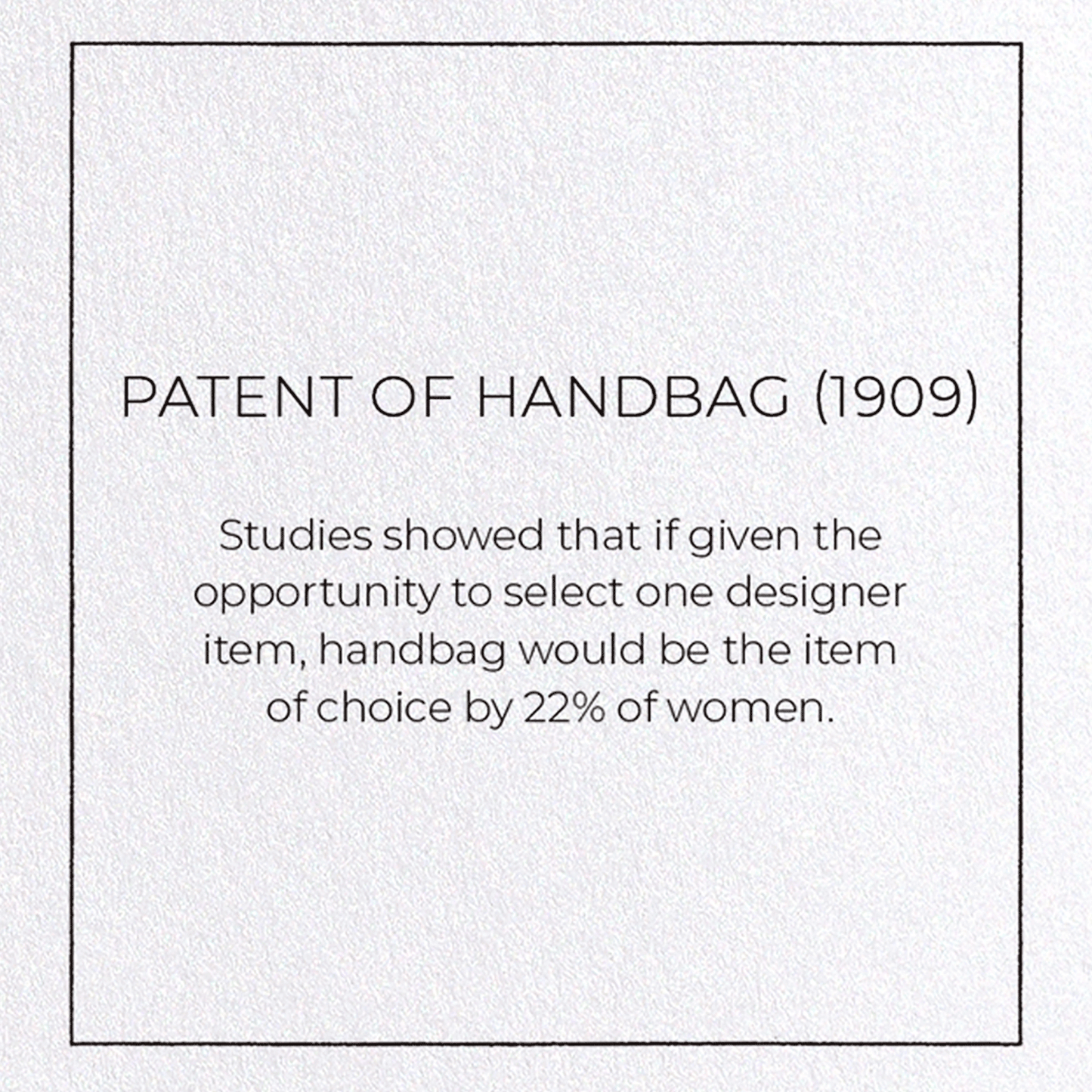 PATENT OF HANDBAG (1909): Patent Greeting Card